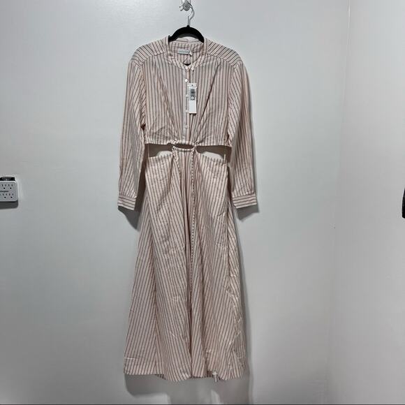 Jonathan Simkhai Janet Striped Open Back Cut-out Maxi Shirtdress Size 10 NWT - Picture 8 of 16